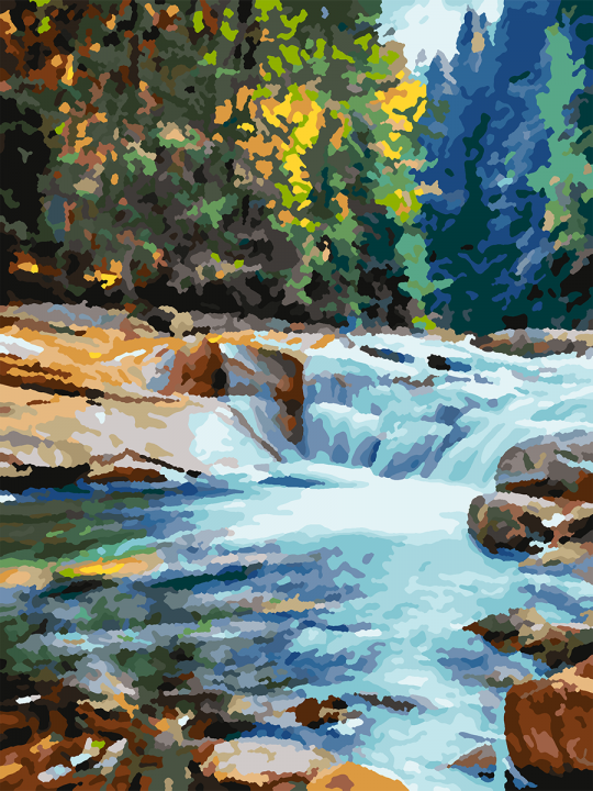 Картина по номерам без подрамника «Горная речка» 25x20 см