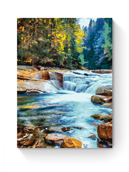 Картина по номерам на подрамнике «Горная речка» 35x25 см