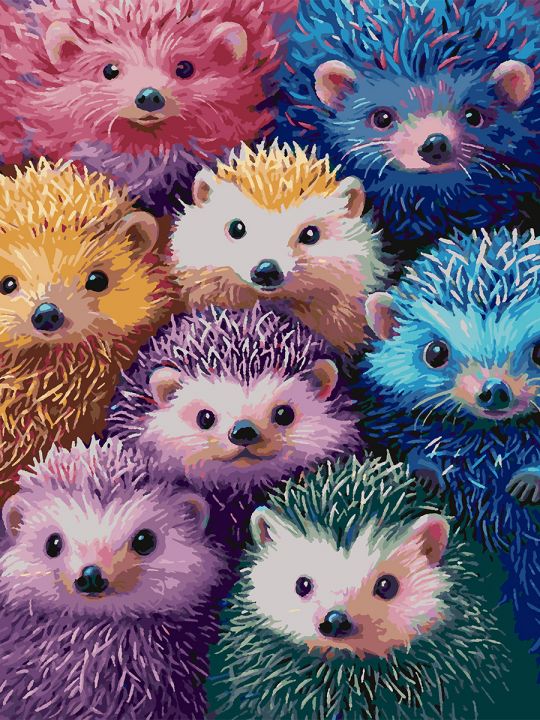 Картина по номерам без подрамника «Ёжики» 80x60 см