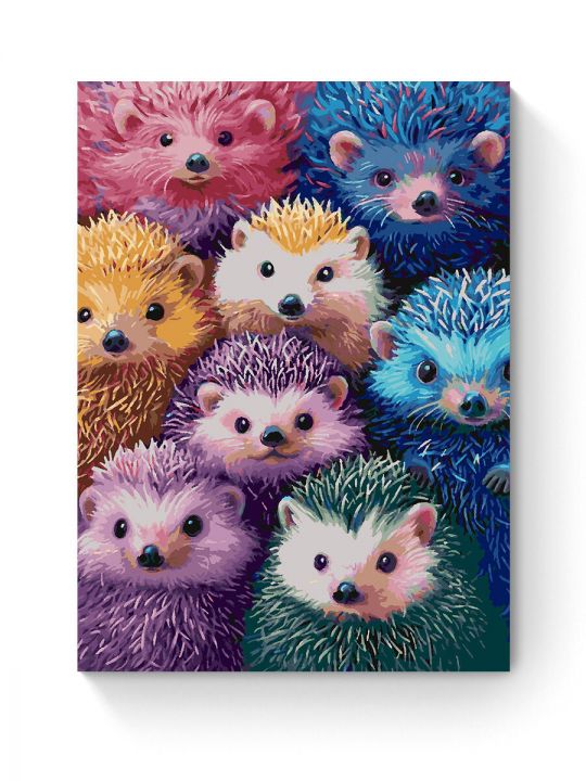 Картина по номерам на подрамнике «Ёжики» 80x60 см