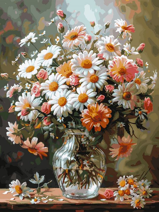 Картина по номерам без подрамника «Букет ромашек» 80x60 см