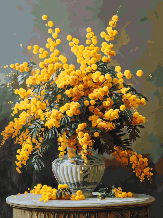 Картина по номерам без подрамника «Букет мимоз» 80x60 см