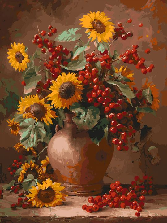 Картина по номерам без подрамника «Букет калины» 80x60 см