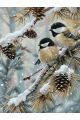 Картина по номерам без подрамника «Синички зимой» 80x60 см