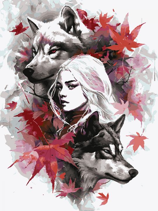 Картина по номерам без подрамника «Волчья стая» 80x60 см