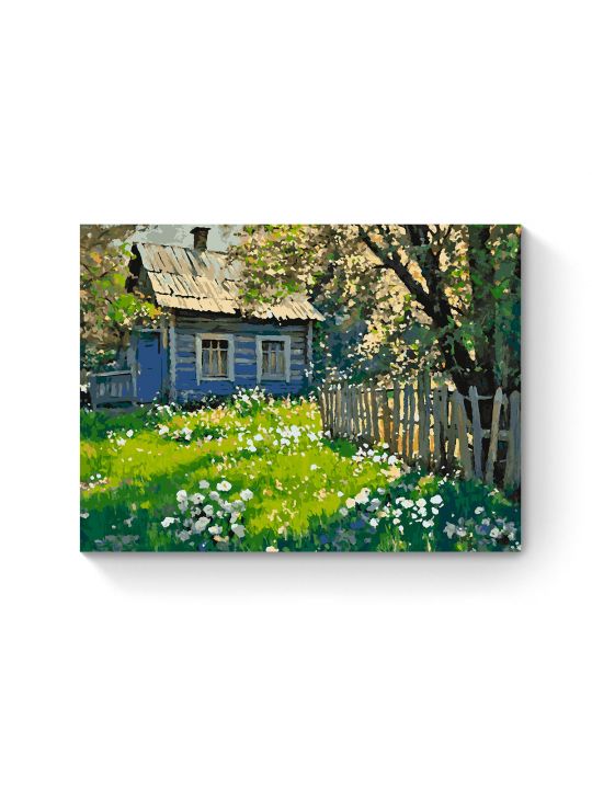 Картина по номерам на подрамнике «Дом в деревне» 80x60 см