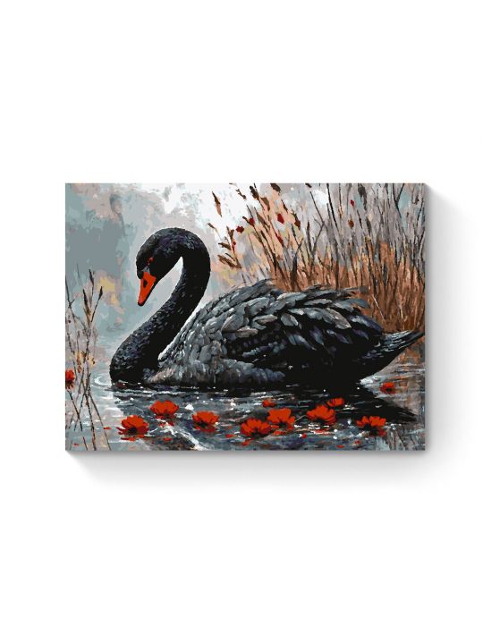 Картина по номерам на подрамнике «Чёрный лебедь» 70x50 см
