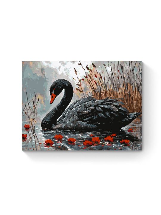 Картина по номерам на подрамнике «Чёрный лебедь» 80x60 см