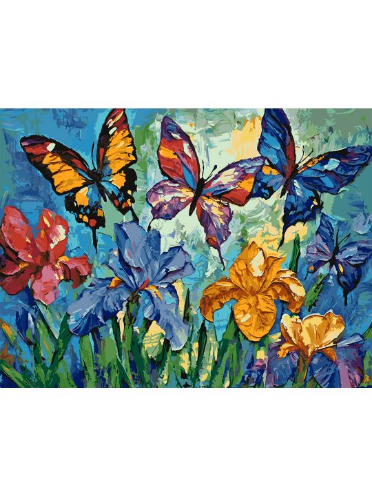 Картина по номерам без подрамника «Бабочки» 130x100 см