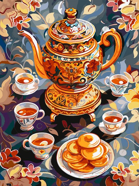 Картина по номерам без подрамника «Чаепитие» 130x100 см