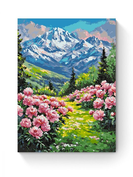 Картина по номерам на подрамнике «Долина пионов» 80x60 см