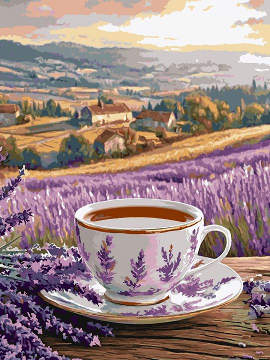 Картина по номерам без подрамника «Чай и лаванда» 130x100 см