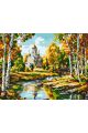 Картина по номерам на подрамнике «Храм у реки» 90x70 см