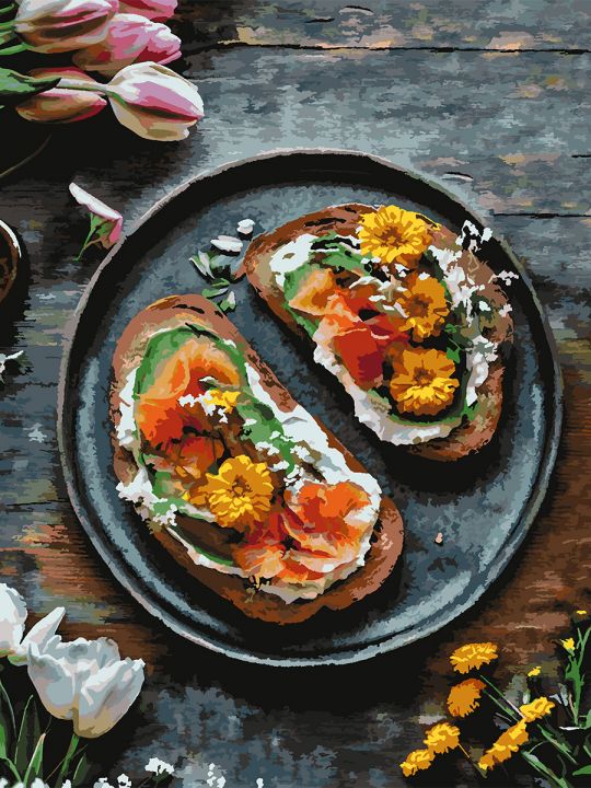 Картина по номерам без подрамника «Бутерброды» 130x100 см