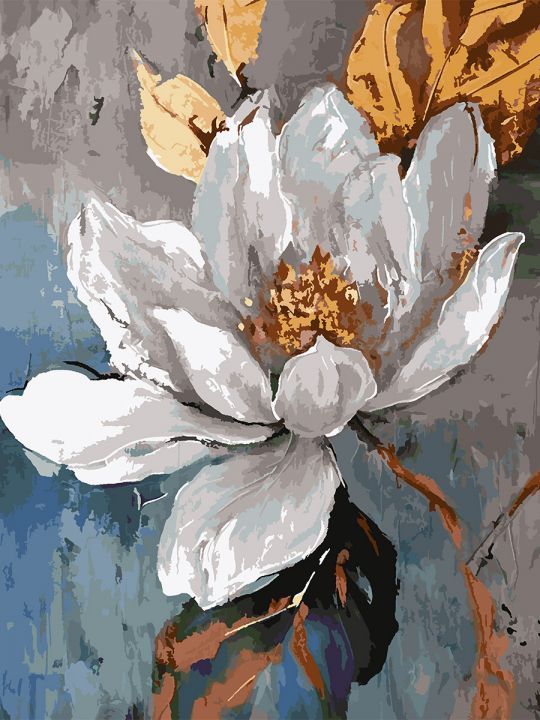 Картина по номерам без подрамника «Белый цветок» 130x100 см