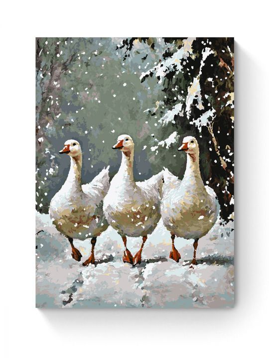 Картина по номерам на подрамнике «Гуси-обнимуси» 80x60 см