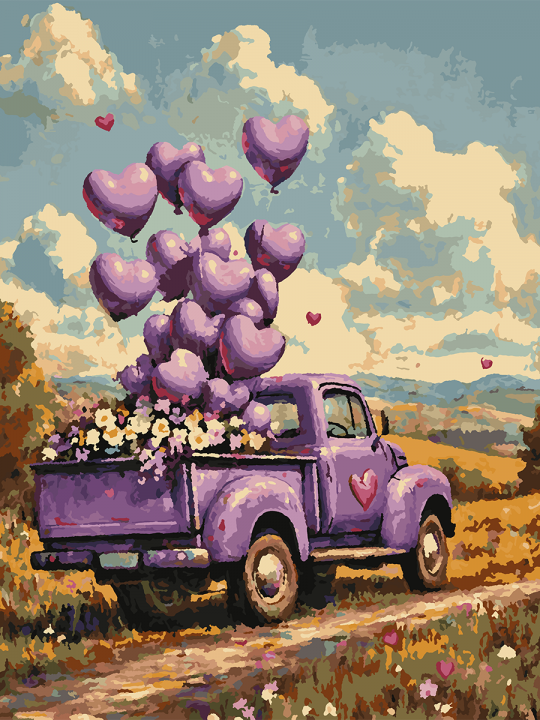 Картина по номерам без подрамника «Ретро-пикап» 80x60 см