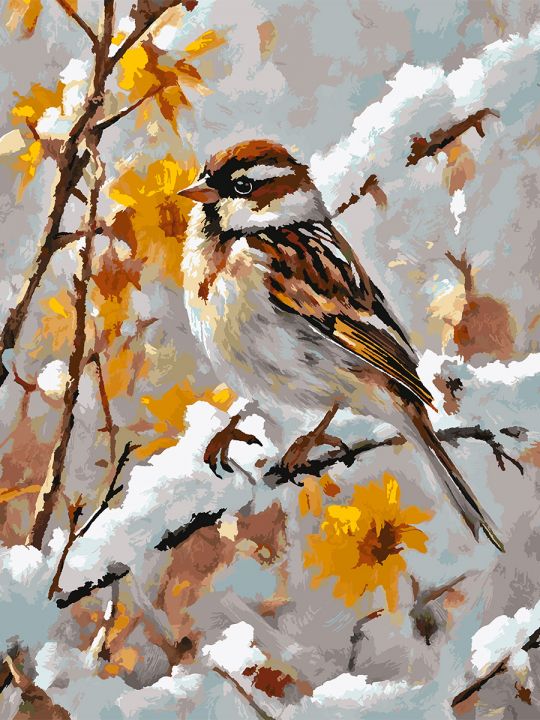 Картина по номерам без подрамника «Воробей» 130x100 см