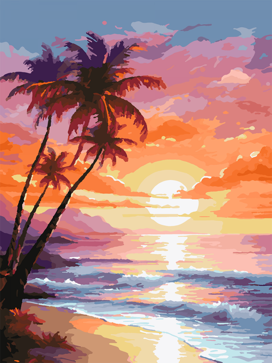 Картина по номерам без подрамника «Закат на море» 35x25 см