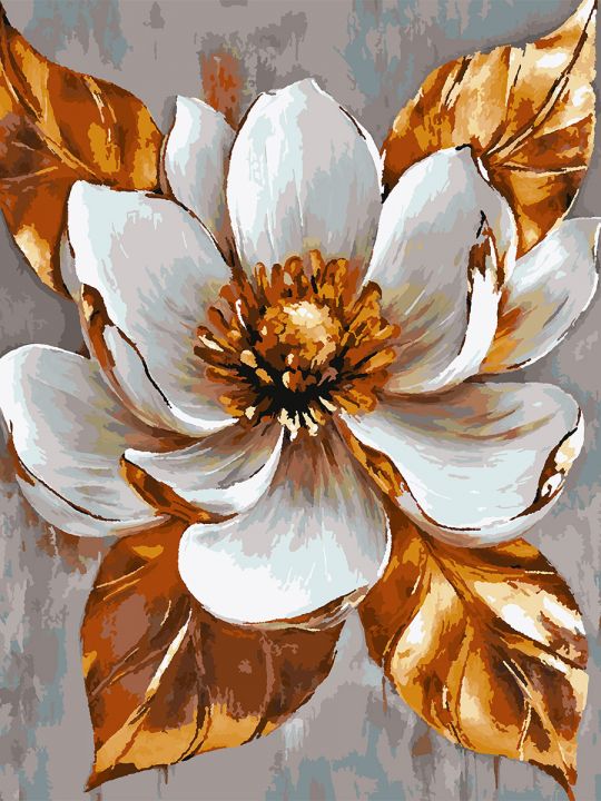 Картина по номерам без подрамника «Белый цветок» 90x70 см