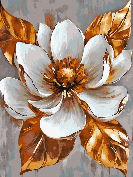 Картина по номерам без подрамника «Белый цветок» 130x100 см