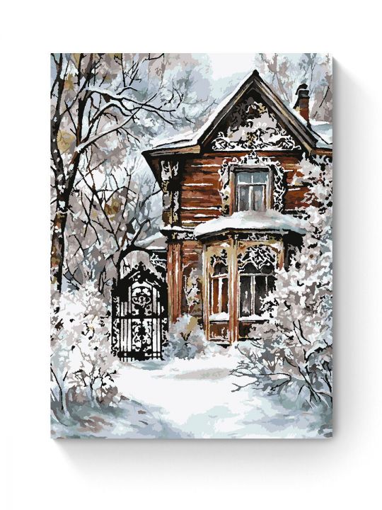 Картина по номерам на подрамнике «Усадьба зимой» 90x70 см