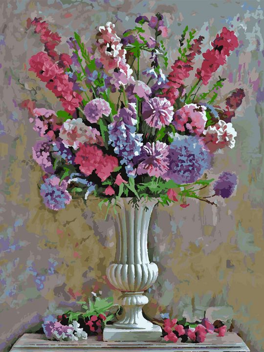 Картина по номерам без подрамника «Цветы в вазе» 80x60 см