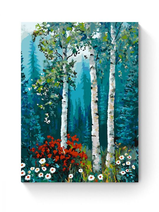 Картина по номерам на подрамнике «Цветы в лесу» 90x70 см