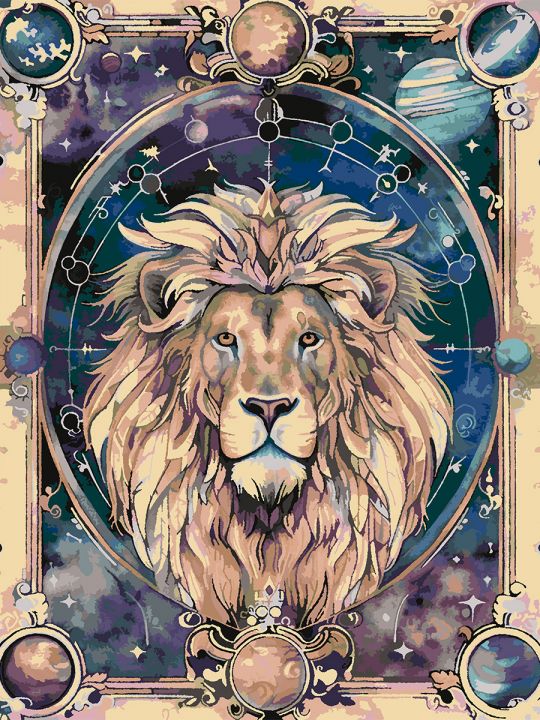 Картина по номерам без подрамника «Лев» 130x100 см