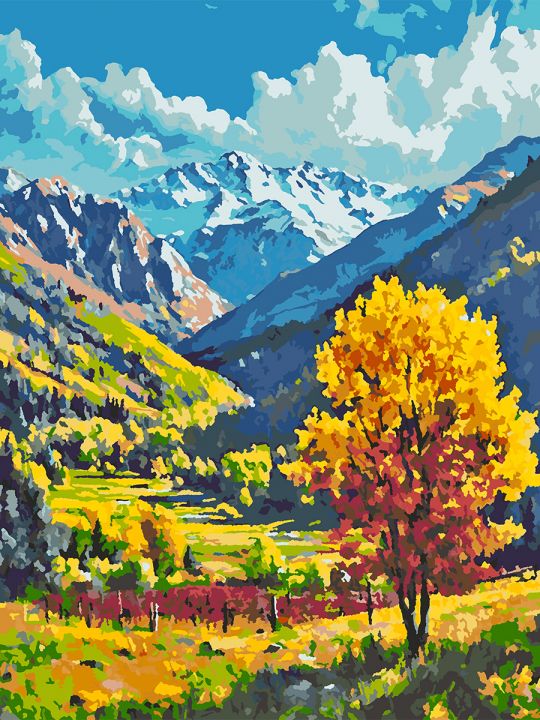Картина по номерам без подрамника «Осень в горах» 80x60 см