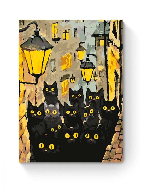 Картина по номерам на подрамнике «Черные коты» 25x20 см