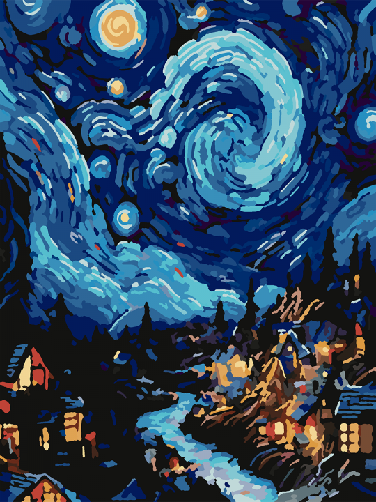 Картина по номерам без подрамника «Звездная ночь» 25x20 см