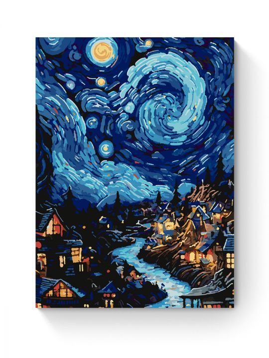 Картина по номерам на подрамнике «Звездная ночь» 35x25 см