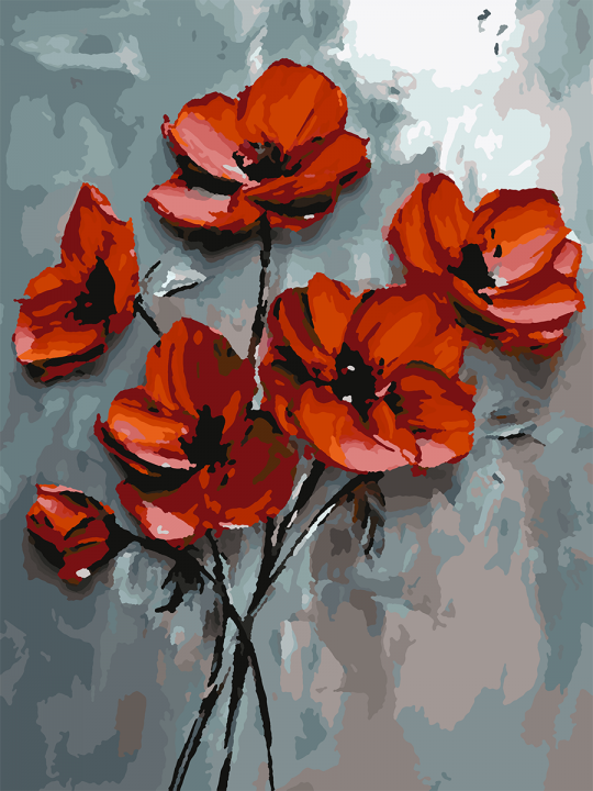 Картина по номерам без подрамника «Красные маки» 35x25 см