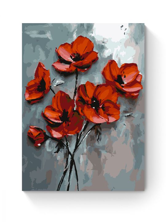 Картина по номерам на подрамнике «Красные маки» 35x25 см