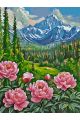 Картина по номерам без подрамника «Пионы в горах» 130x100 см