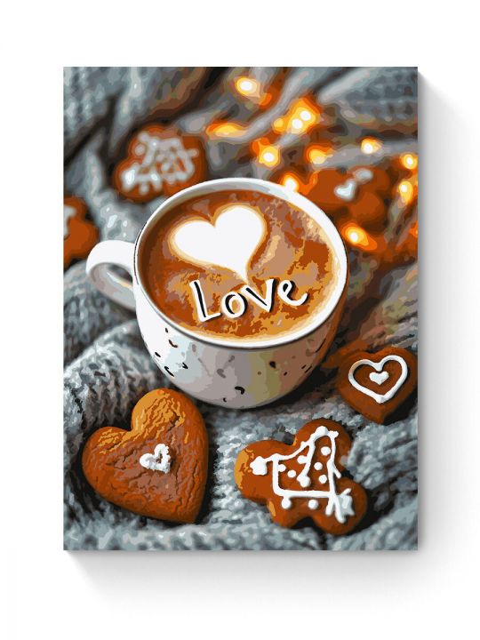 Картина по номерам на подрамнике «Любовь и кофе» 90x70 см