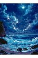 Картина по номерам без подрамника «Ночное море» 90x70 см