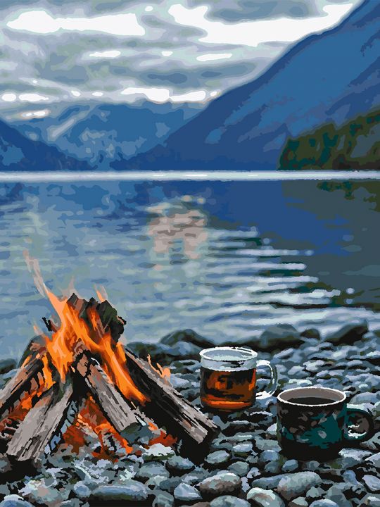 Картина по номерам без подрамника «Костер» 80x60 см