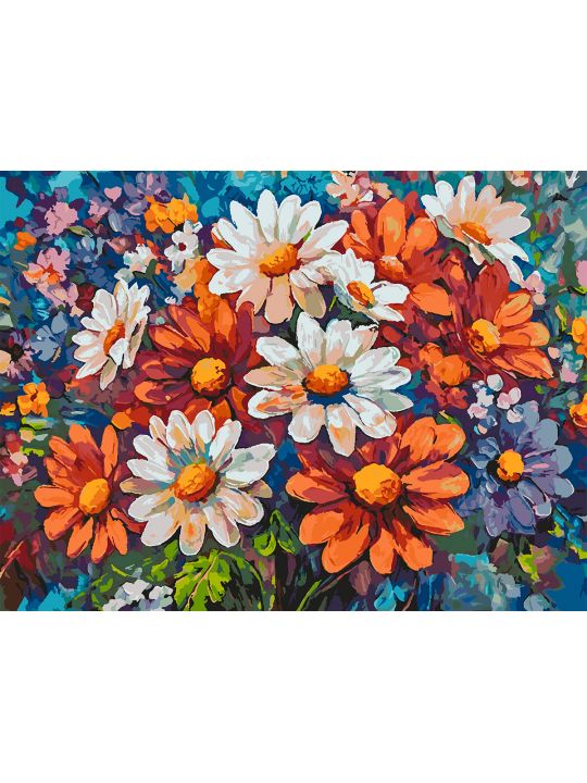 Картина по номерам без подрамника «Яркий букет» 90x70 см