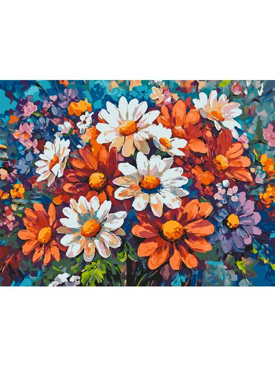 Картина по номерам без подрамника «Яркий букет» 80x60 см