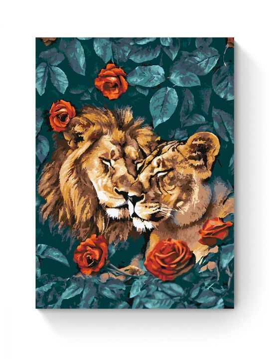 Картина по номерам на подрамнике «Львы» 80x60 см