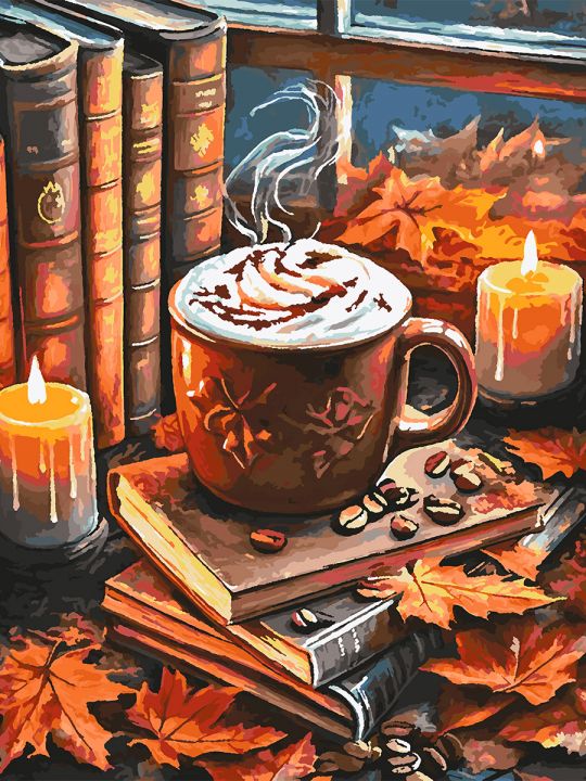 Картина по номерам без подрамника «Уютная осень» 90x70 см