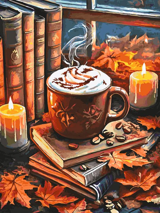 Картина по номерам без подрамника «Уютная осень» 130x100 см