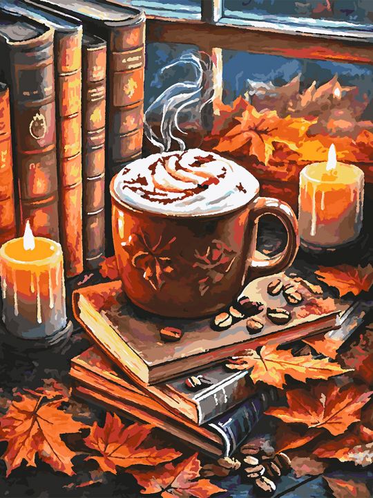 Картина по номерам без подрамника «Уютная осень» 80x60 см