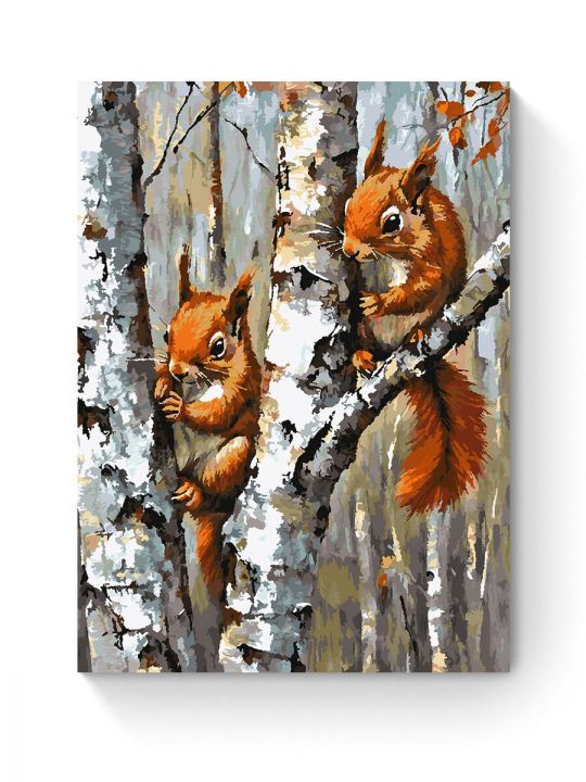 Картина по номерам на подрамнике «Белочки» 90x70 см