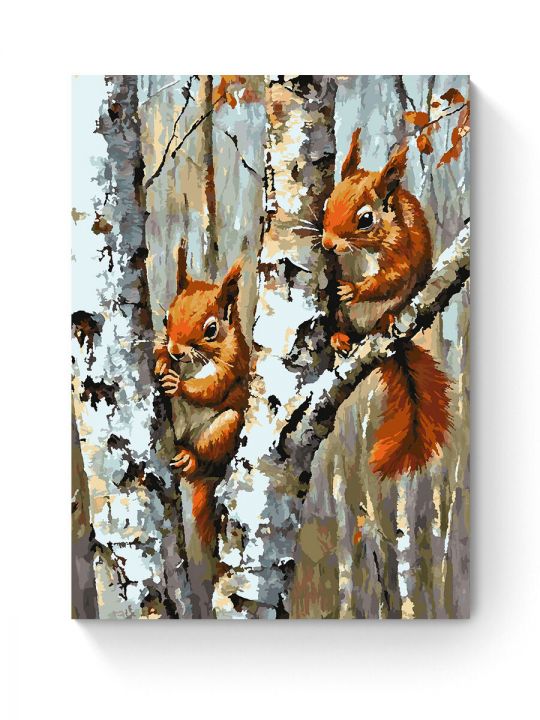 Картина по номерам на подрамнике «Белочки» 80x60 см