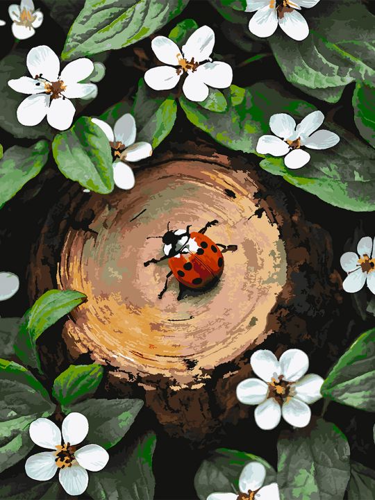 Картина по номерам без подрамника «Божья коровка» 130x100 см