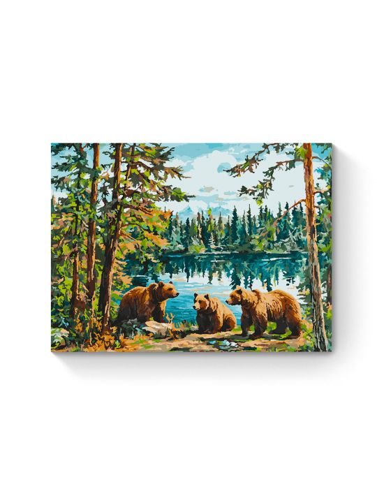 Картина по номерам на подрамнике «Три медведя» 90x70 см