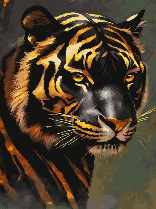 Картина по номерам без подрамника «Золотой тигр» 130x100 см